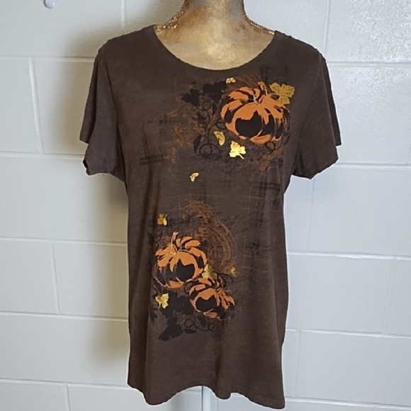 Fall Autumn Pumpkin Graphic Tee Shirt Top - Picture 1 of 13